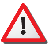 A red triangle with an exclamation in the middle